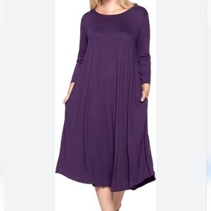 Q’Neel Nordic Design Lagenlook Long Sleeve Maxi Dress | Plum | Size US 20